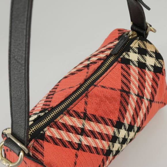 BURBERRY Nova Check Blue Label Hand Bag Canvas Red Auth 100639 - Picture 6 of 16